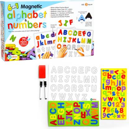 Ekta 6 in 1 Magnetic Alphabet & Numbers, Learning & Educational Magnetic Board Game