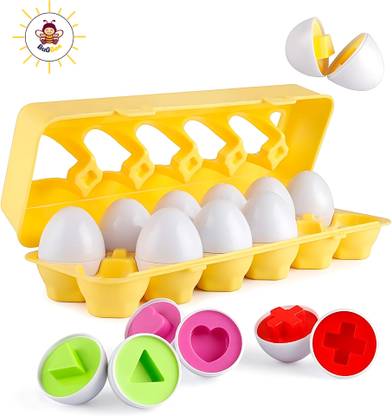 BuGBee Kids Eggs Matching 12 Pcs Matching Egg Toy Color & Shape Sorter Matching Egg