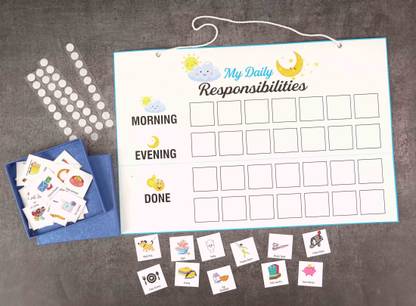 Inkdotpot Kids Daily Responsibility Checklist, Hanging Chore Chart- Daily Task List-I1