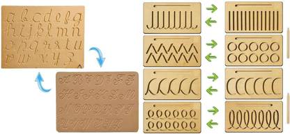 RCW Small/Capital Cursiv and Pattern Shapes Wooden Tracing Board for Kids