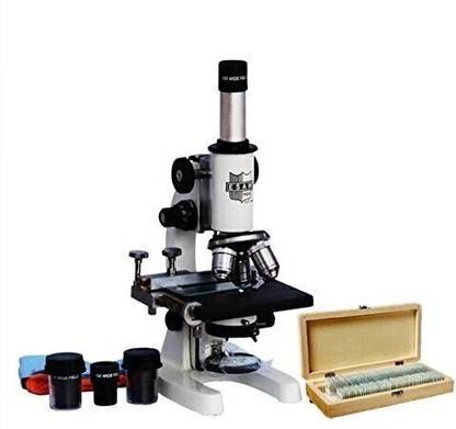 ESAW MM-02 2500x Medical Microscope & 50 Prepared, Blank Slide, LED Light, Cover Slip