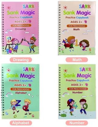 CNA Magic Copy Book Numbers & English & Drawing & Mathematics 4 Book 10 Refil 1 Grip