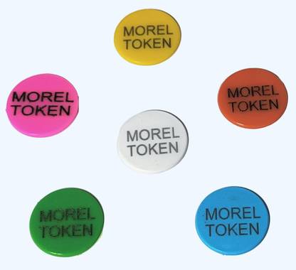 MOREL CUSTOMISED PRINTED PLASTIC TOKEN COIN USEFULLY FOR SHOP,SCHOOL,100 COINS