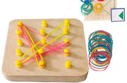 SHALAFI Wooden Geoboard Mathematical Manipulative Array Blocks Geo Board Shape Puzzle