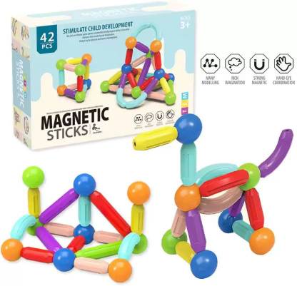 KIDDZWALT Premium magnetic games for kid Building Sticks & Balls learning Toys (42 Pcs)