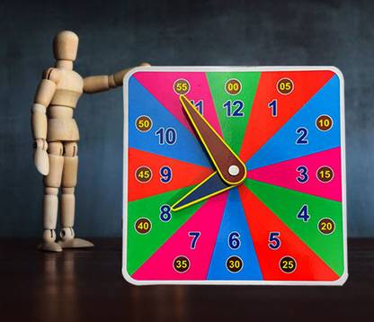 Plus Shine Wooden Learning Clock Toy Math Clock Number Kids Puzzle Game Wooden Watch Toy