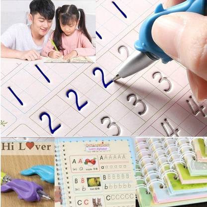 Poktum Drawing Books Magic Pen Kids Magic Book Hand Writing Practice Copybook For Kids