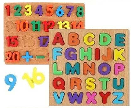 ShopiMoz English Alphabets & Numeric Number (1 To 20 & A To Z ) Wooden Pluzzle For Kids