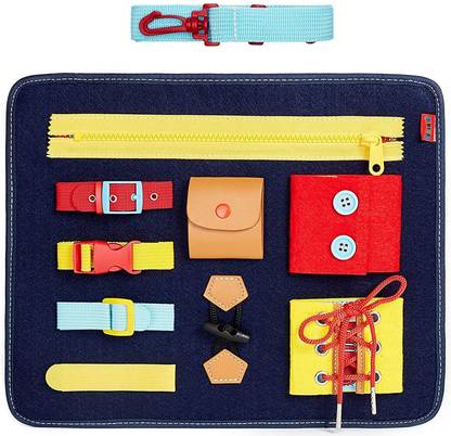 KIDOLOGY Montessori Busy Board Toy Develop Basic Skills, Educational Sensory Travel Toys