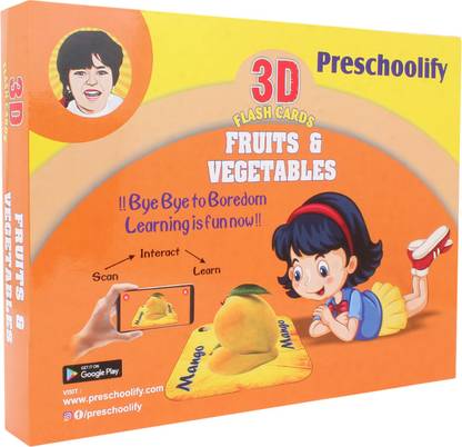 Preschoolify Fruits & Vegetables 3D Flash Cards Toddlers Augmented Reality (AR) Technology