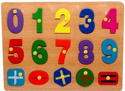 Plus Shine Wooden Numbers Puzzle for Preschool Educational Learning Board Toys for Kids