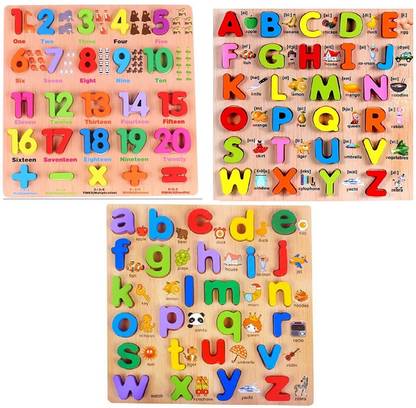 Quadrants 3 in 1 Wooden Assembly ABC Numbers Alphabet Shape Learning Unbreakable Set