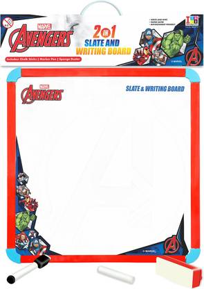 MARVEL Avengers 2-in-1 Slate & Writing Board with markers and chalk