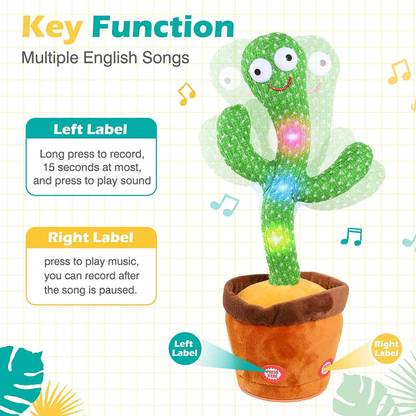 GITA EXPORT Dancing Cactus,Singing Cactus Recording,Galactic Repeat,Dance,Cactus Toy for Kid