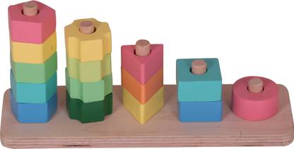 CASA BAMBINI Wooden Building Blocks Safe to Play Angle Geometric Shape Sorter Blocks