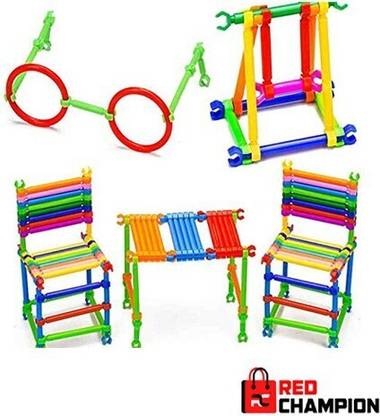Red Champion Colorful Stick Building Block Educational Assembly Toy for Kids