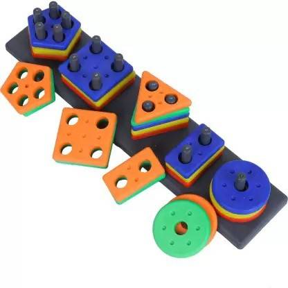 RADHE ENTERPRISE Angle Geometric Blocks Stacker Shape Sorter Column Puzzle Stacking Set for Kids