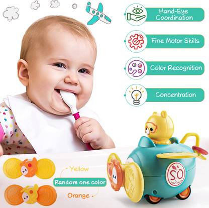 PATPAT 3-in-1 Baby High Chair Toys with Detachable Suction Cup Spinner Toys,Baby Rattle