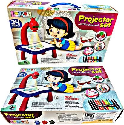 Ruhani Projector Table Set Drawing Book 24 Pattern & Erasable Toy For Boy And Girl