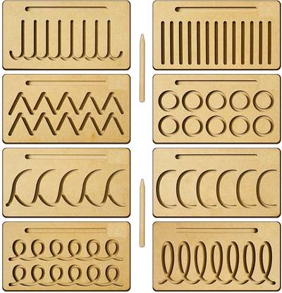 RCW Wooden Tracing Board for Kids learning cursive, 8 Pattern Drawing