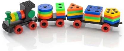 VrajVilla Blocks Puzzle Geometric Train Early Learning Educational Toy