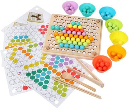 Bestie Toys Wooden Color Sorting Bead Toy | Color Matching, Sorting, and Counting Board
