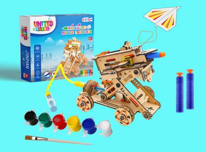 UnitedMaama 2 in 1 Hydraulic Missile Launcher DIY Project Kit Toy for Kids 8 To 14 Years