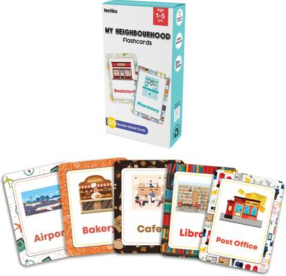 Festiko 1 Set of 30 Pcs My Neighbourhood Flashcards for Kids