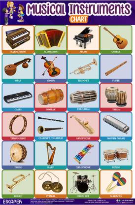 ESCAPER Musical Instruments Charts for Kids Learning,Musical Instruments Chart,