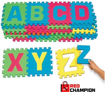 Red Champion Interlocking Learning Alphabet and Number Mat for Kids (Set Of 1)