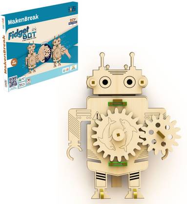 MAKENBREAK Fidget Bot |DIY STEM/STEAM Toy, Birthday Gift for Kid 6+yrs, Stress Relief Robot