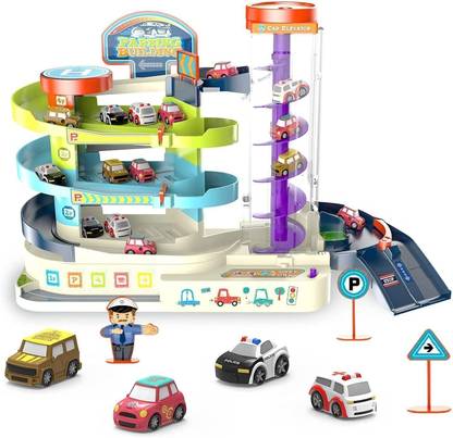 KIDOLOGY Electronic Parking Car Adventure Toy Set 3 Level Parking Garage Toys Playset