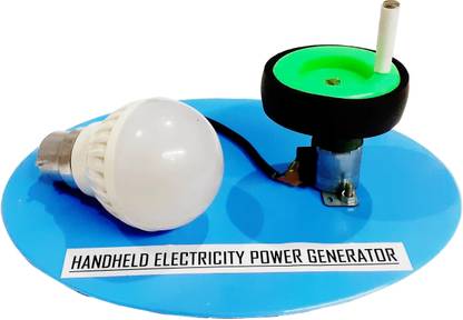 MELODY's Handheld Electricity Power Generator DC Dynamo Working Model with Bulb. STEM Activity for School Science Project
