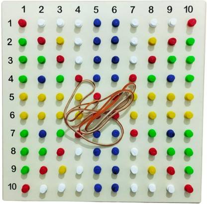 Ashmi Wooden Mathematical Geo Peg Board Geometry with Rubber Band Educational for kids
