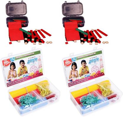 Navnirmiti 2 x Algebra Tile & 2 x Jodo 3D Small Box | Educational Learning Kit | Combo Pack