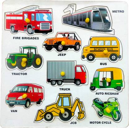 SABIRAT Wooden Transport Vehical Name with Image | Wooden Educational Board Puzzle