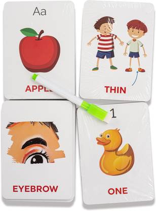ETYGR7Y8THAGCBC9 108 Thick Flash Cards Set with Alphabets, Colors, Shapes, Numbers, WeekDays,Size