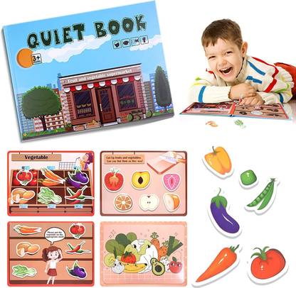 Priyadarshi Montessori Quiet Book for Toddlers, Busy Cloth Book (Vegetables)