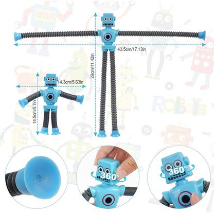 KIDOLOGY Telescopic Suction Cup Robot Sensory Toy for Kids, Fidget Toys Set of 2