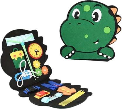 Augen Busy Board for Toddlers Sensory Montessori Activity Fidget Education Toy (Dino)