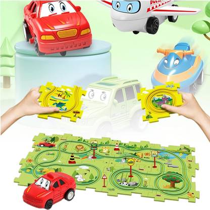 Dwiza Enterprise Puzzle Track Racer Kids Car, Rail Track Set,DIY Assembling Electric Trolley