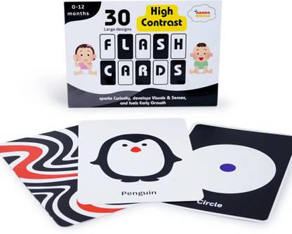NannaMunna High Contrast Flash Cards-Large, for Babies/Infants 30 Visual Stimulation Images