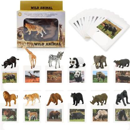 TurtleBee Jungle Animals figures with matching flash cards