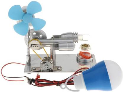 LoomTree Physical Motor Power Flywheel Fanner Rotating, LED Light Heat Engine Stirling