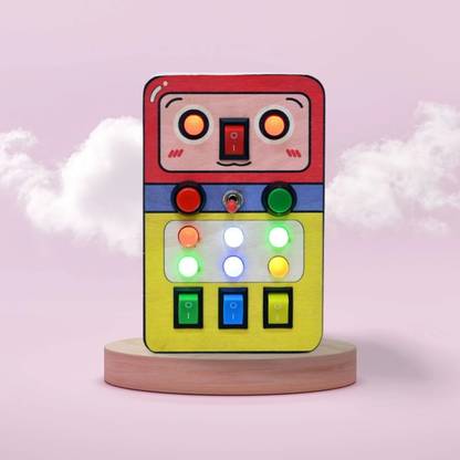 Timgloo Toys Timgloo Montessori Robomelon Busy Board with LED Light & Switch for Kids