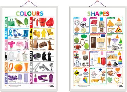 GO WOO Early Learning Educational Charts for Kids | Set of 2 | Colours and Shapes