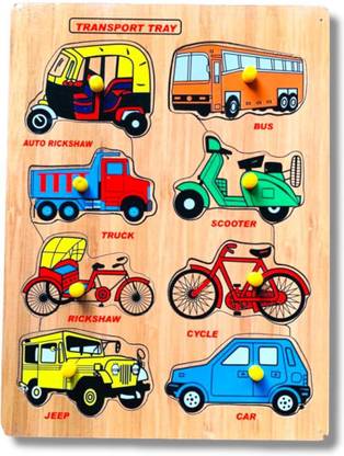 aasiyaenterprises Transport vehicle Name with Picture puzzle board learning toy for kids