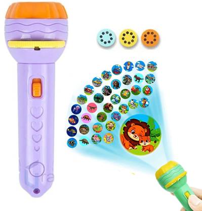 Pseudo Mini Projector 3 Slides 24 Patterns Flashlight Kids Projection Light Torch Toy