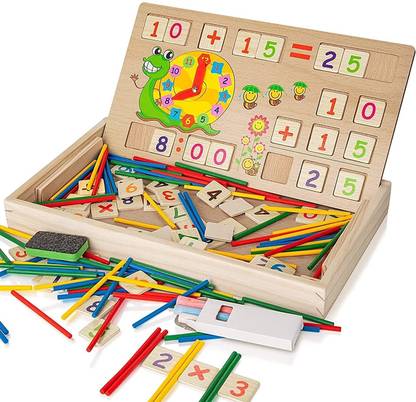 Little Mind 2 in 1 Multipurpose Digital Computing Wooden Learning Box with Writing Board