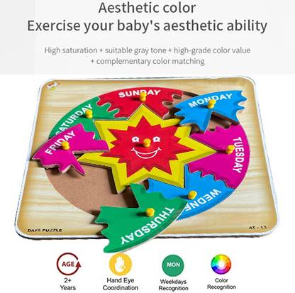 Plus Shine Days Name Practice Boards Game Matching Week Days Name Learning Toys Puzzle